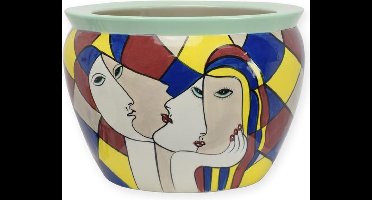 Handbeschilderde Porseleinen Schaal - 21,6 cm Hoog - Elegante Decoratie en Functioneel Accessoire