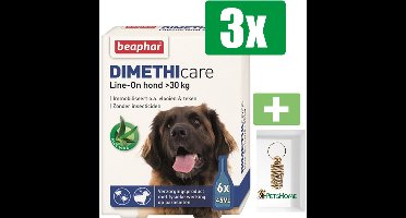 Beaphar DImetHIcare Line-On Anti Vlooien en Teken Druppels Hond > 30 kg 6 pipetten - 3 Stuks - Inclusief PetsHome Goudkleurige Adreskoker