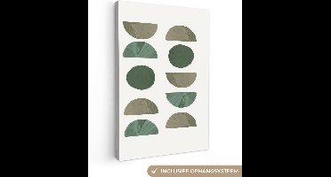 Canvas schilderij - Canvas doek - Abstract - Groen - Bruin - Vormen - Slaapkamer - Muurdecoratie woonkamer - 90x140 cm - Foto op canvas - Schilderijen op canvas - Kamer decoratie - Abstracte schilderijen