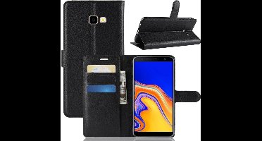 LuxeBass Bookcase Samsung Galaxy J4+ (2018) - Zwart - telefoonhoes - gsm hoes - telefoonhoesjes