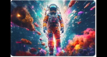 Muismat XXL 120x80 cm - Bureau onderlegger - Bureau mat Astronaut - Neon - Meteoriet - Neon - Bureaumat - Gaming mousepad xl - Bureaulegger groot - Computer deskmat - Geschikt voor Gaming Muis en Gaming PC set-up