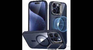 ESR Classic Hybrid HaloLock Hoesje Geschikt voor Apple iPhone 15 Pro Max - Compatibel met MagSafe - Back Cover met Standaard - Camera Kickstand - Transparant Blauw