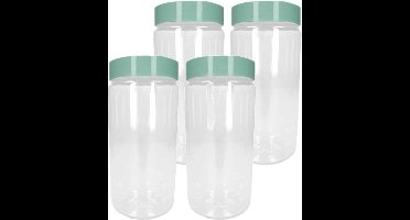 PlasticForte Voorraadpot/bewaarpot - 6x - 1.25L - kunststof - mint groen - B10 x H20 cm