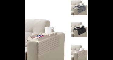 Universeel Dienblad Voor Bankarmleuning, 1 Stuk Grijs Dienblad Voor Bankarmleuning Met Bekerhouder, Siliconen Dienblad Voor Bankarmleuning Voor Telefoon, Afstandsbediening, Mok, Snacks, Glazen, Beige