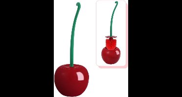 Kersen toiletborstel - Schattige toiletborstel en houder set - Unieke fruitbadkamerdecoratie en leuke badkameraccessoires