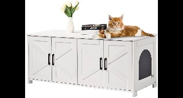 Mosh Stories Kattenbak Meubel – Verborgen Kattenbak Kast met Deuren & Ventilatie - Kattenhuis & Opbergkast - TV Meubel & Kattenbak