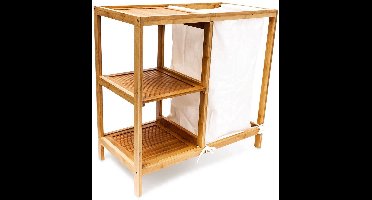 Eurocatch Bamboe wasrek met wasmand en opbergrekken – stijlvol, duurzaam en praktisch