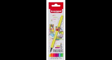 Bruynzeel - Fineliner bruynzeel set 6 neonkleuren