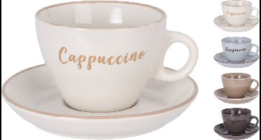 HH - Koopman kop-en-schotel aardewerk cappuccino set assorti.