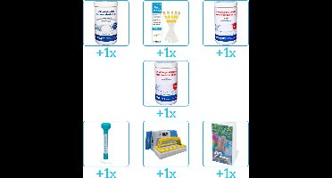 Zwembad Onderhoudspakket - Onderhoud Zwembad - bevat Chloor - Testrips - PH-min - PH-plus - Thermometer - Scrubborstel en Zwembadgids (7-delig)