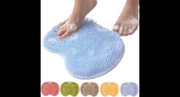 Douche Voet Scrubber & Rugreiniger – Silicone Massage Mat – Antislip Zuignappen – Diep Reinigend & Exfoliërend – 21x28cm – Blauw