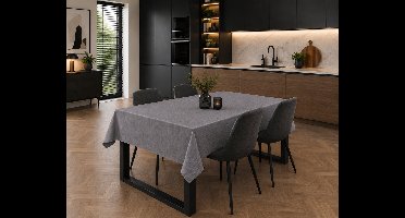 Unique Living Tafelzeil - Linnenlook - 140x200 cm - Antraciet - Vinyl - Waterdicht