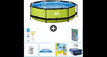 EXIT Rond Lime Frame Zwembad - 300 x 76 cm - Inclusief Pomp Grondzeil - Onderhoudspakket - Solarzeil - 7-delig