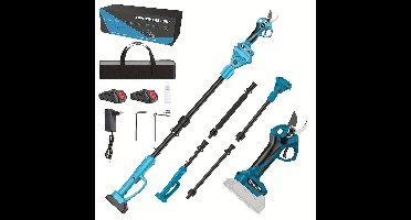Elektrische Takkenschaar – Telescopische Snoeischaar – Accu Snoeigereedschap – Tuinschaar – 40 Mm Snijdiameter – 2 Oplaadbare Batterijen