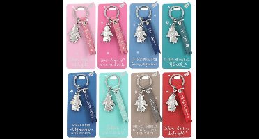 Depesche sleutelhanger engel geluk met boodschap en kunstlederen band.