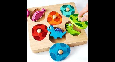 Montessori-speelgoed voor kinderen vanaf 1 jaar, grijppuzzel, insteekpuzzel, sorteerspel voor meisjes en jongens, kinderen van 12-36 maanden, dinosaurus-eieren, houten speelgoedcadeau voor Pasen, verjaardag, Kerstmis (kleurrijk)