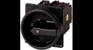 Eaton Hoofdschakelaar, T0, 20 A, inbouw, 3 bouweenheid(en), 6-polig, STOP-functie, met zwarte draaiknop en vergrendelring, vergrendelbaar in 0-stand, 031755