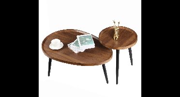 JAQZY Salontafel - Salontafels - Set van 2 - Rond - Organisch - Verhoogde Tafelrand - Multifunctioneel Ontwerp - Luxe Uitstraling