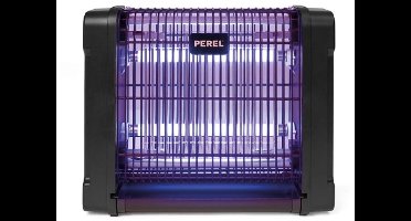 Perel Elektrische UV insectenverdelger binnen, 2800V spanningsrooster, stille vliegenlamp met verwijderbare opvangbak, 30 m² bereik, chemievrije insectenbestrijding