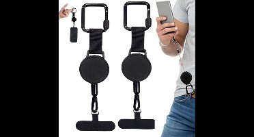 2 stuk anti-diefstal telefoonkoord - uitschuifbare anti-diefstal telefoonhouder met uittrekbare sleutelhanger, telefoonkoord met karabijnhaak, telefoonaccessoires voor reizen en wandelen