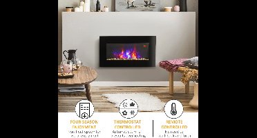 Elektrische Haard – Sfeerverwarming – Vuurdecoratie – Wandhaard – Sfeervolle Haard – 1000W/2000W – Realistisch Vlameffect