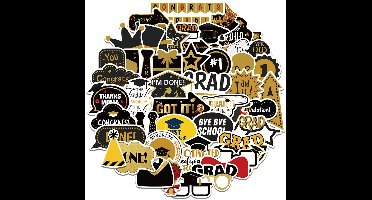 JHUBERS- Afstudeerstickers - 52 Stuks - Waterdicht - Vinyl - Decoratie - Aesthetic - Voor Scrapbooks/Laptops - Stickers