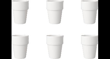 Mammoet - Budgetline - Beker - Mok - 6 stuks - 19 cl - Wit - Porselein - Melkbeker