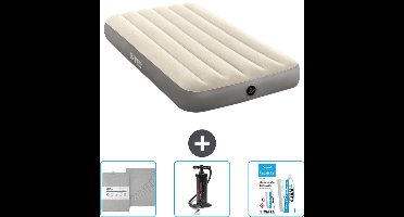 Intex Luchtbed - 1-Persoons - 99 x 191 x 25 cm - Beige - Inclusief Hoeslaken - Pomp en Reparatieset