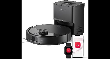 Roborock Q10 S5+ Robotstofzuiger en Dweil met Zelflediging– Zuigkracht van 10000 Pa–Vibrerende dweilpads– Handsfree Reinigen tot 7 Weken– Dubbel Anti-klitontwerp– Automatisch dweilen– Obstakelvermijding–Zwart–S8 Plus Upgrade