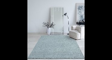 Mia’s Teppiche Taos – superzacht kortflor vloerkleed met antislip rug, wasbaar, blauw, 60 x 110 cm