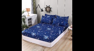 Boraboi® Zacht en Comfortabel Hoeslaken voor Kinderen met Sterrenhemelpatroon, 140 x 200 cm, Blauw