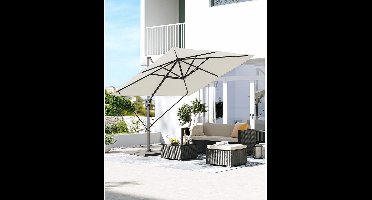 Kantelhoek Parasol Verstelbaar Beige, 290 x 290 cm, UV-bescherming, Waterafstotend, Met Standaard en Afdekking – Ideaal voor Tuin, Terras & Balkon -