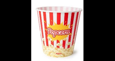 Plasticforte Popcorn bak - rood/wit retro print - kunststof - 18 x 18 cm - 2.8 liter - herbruikbaar