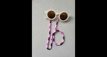 Zonnebrilkoord | Littlemay.nl | Kinderen | Vrolijke kleuren | Bloemen | Roze Paars