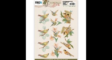3D Cutting Sheets - Jeanine's Art - Vintage Birds - Wooden Birdhouse 10 stuks