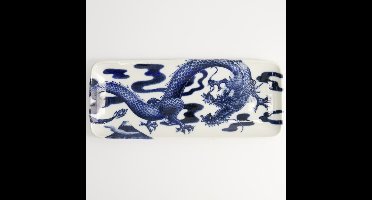 Tokyo Design Studio – Japonism Dragon – Rechthoekigbord – Sushi Servies - Blauw – 28.5x14x2.5cm