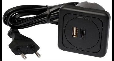 interBär 9016-014.81 3-voudig USB-laadbus Set van 1 stuk Met USB, Met USB-C IP20 Zwart