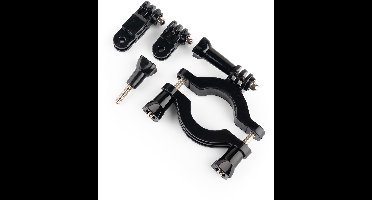 MOJOGEAR Buisklem voor GoPro kantelbaar 3 richtingen - Klein - Tussen 10 en 25 millimeter dikte - Ook voor Camera en Smarthphone - Zwart