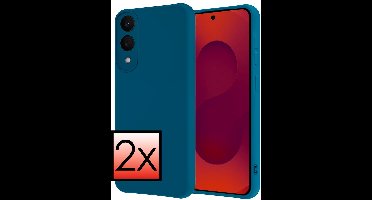Hoesje - 2 Stuks - Geschikt voor Samsung Galaxy S25 Edge - Sterk & Shockproof - Case Siliconen - Back Cover - Telefoon Hoes - Donkerblauw