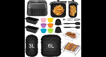 Airfryer Accessoires - Siliconen Bakje - Bakpapier - Zwart