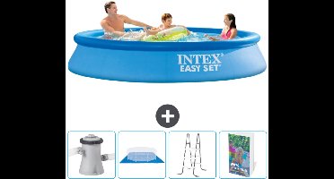 Intex Rond Opblaasbaar Easy Set Zwembad - 305 x 61 cm - Blauw - Inclusief Zwembadfilterpomp - Grondzeil - Ladder - Zwembadgids