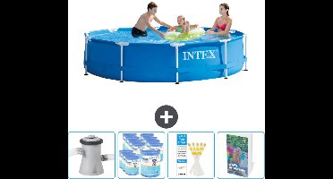 Intex Rond Frame Zwembad - 305 x 76 cm - Blauw - Inclusief Pomp Filters - Testrips - Zwembadgids