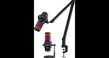 PREYON Osprey Scream - Gaming Microfoon - PC-Gaming Met Flexibele Arm - RBG - Gaming - Podcast - Streaming - Zwart