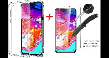 Ntech Hoesje Geschikt Voor Samsung Galaxy A70/A70s Anti Shock Back hoesje + Glazen Screenprotector
