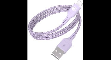 Bigben Connected, USB-A naar USB-C FastCharge 15W 3A Geweven Nylon Kabel 1,2m, Paars