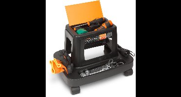 Handy Verrijdbare Werkstoel met Gereedschaphouder – Kunststof – 150 kg Draagvermogen – Met Opbergvakken – Ideaal voor Autowerkplaats & Elektriciens