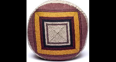 Meditatiekussen rond patroon grijs geel – Yogi & Yogini