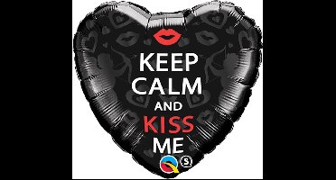 Qualatex - Folieballon Keep Calm Kiss Zwart Hartvorm