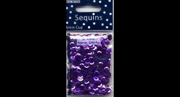 Pailletten - Cup vorm - paars - 6 mm - 1200 stuks - Rayher