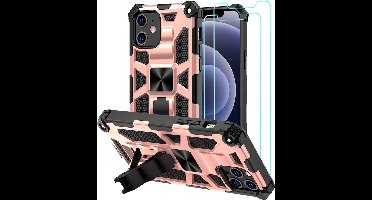 Hoesje Geschikt voor iPhone 12 Pro Max – Anti-Scratch Shockproof Rose Goud - 2 Pack Screenprotector